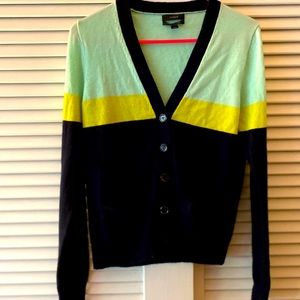 JCrew color-block cashmere cardigan